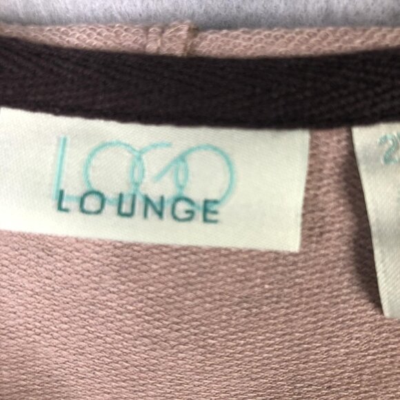 LOGO Lounge Hoodie Womens 2XL Pink Gray Damask Zip Front Pleated Mesh Hem Tunic - Picture 5 of 16